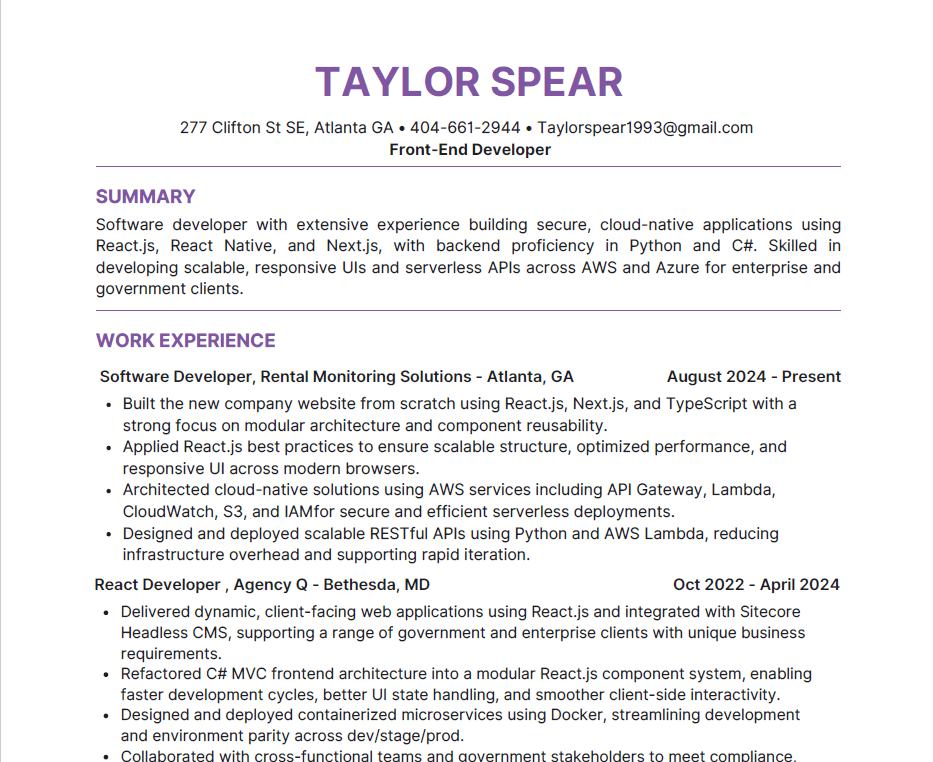 Resume preview